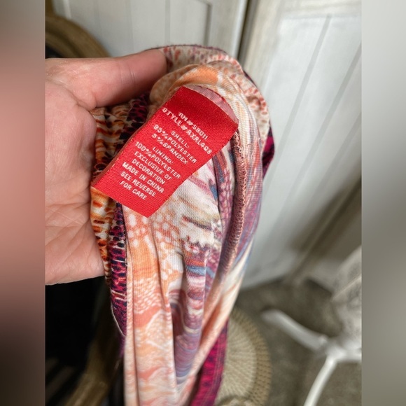 Signature by Sangria Orange Multicolor Maxi Dress Sleeveless Size Large - Picture 4 of 5